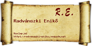 Radvánszki Enikő névjegykártya